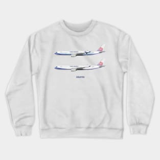 Illustration of China Airlines First Two Airbus A350 Crewneck Sweatshirt